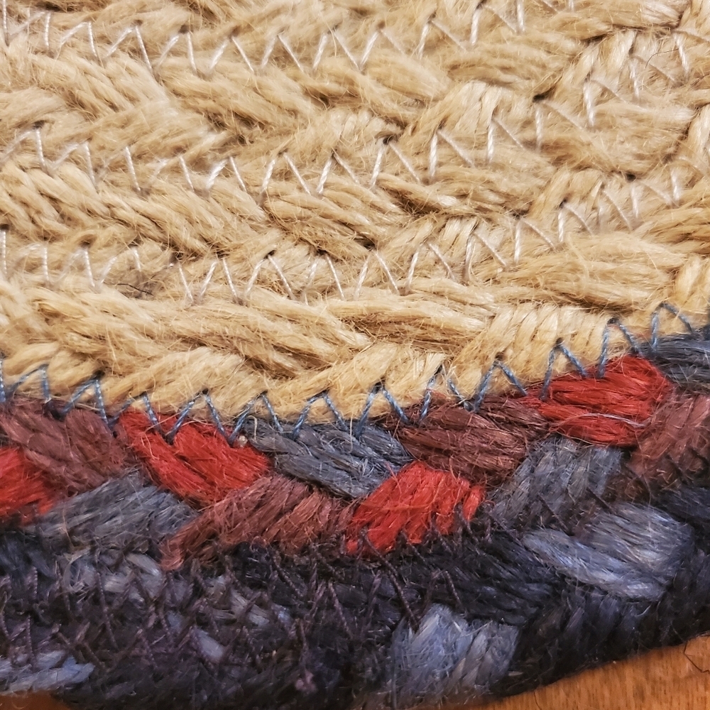 BLUE PICK UP TRUCK 100% Natural Braided Jute Swatch 10" Trivets Earth Place Mat - Picture 3 of 4